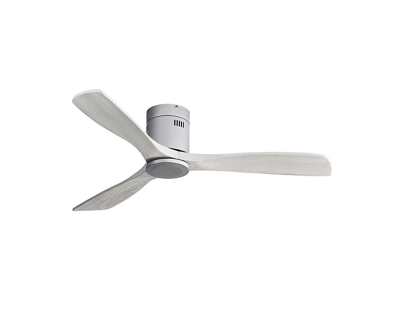 52-inch Modern Sliver 3 Solid Wood Blade Ceiling Fan with 6-speed Remote Control and Forward Reverse Rotation Function for Indoor
