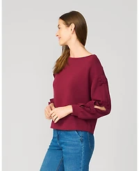 Cable & Gauge Women's Bow Sleeve Detail Scuba Sweatshirt