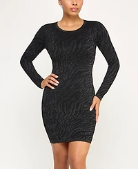 Bcx Juniors' Long Sleeve Crew Neck Slim Sweater Dress