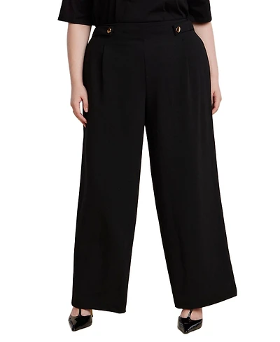 Eloquii Women's Knit Trouser With Button Tab
