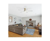 52-inch Modern Minimalist Golden 5-Blade Flush Mount with Led Light Remote Control Supports 6 Speeds and Timer Function