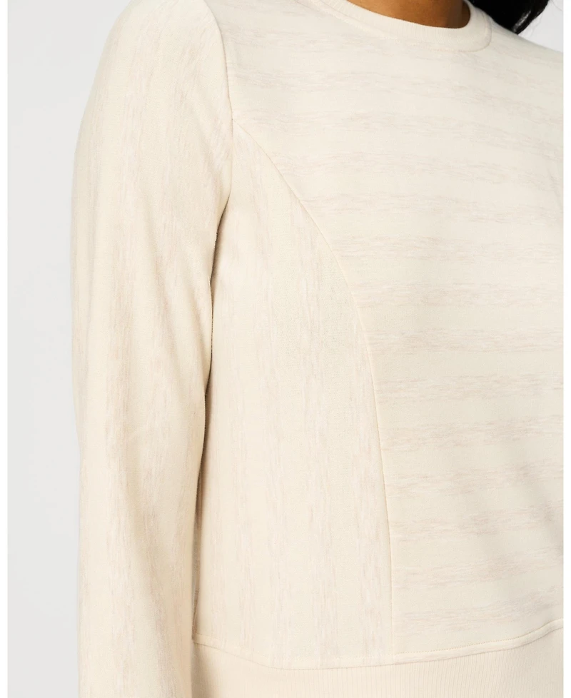 Cable & Gauge Women's Crewneck Tonal Stripe Pullover Sweatshirt