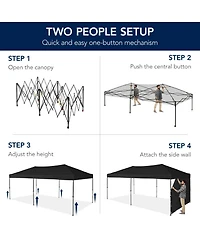 Best Choice Products 10x20ft Party Tent Pop Up Canopy Easy Setup w/ 1-Button Setup, Wheeled Case, 4 Weight Bags