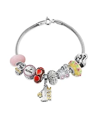 Bling Jewelry Word #1 Mom Wife Family Cheerleader Grandma Love Charm Bracelet Silver Snake Chain