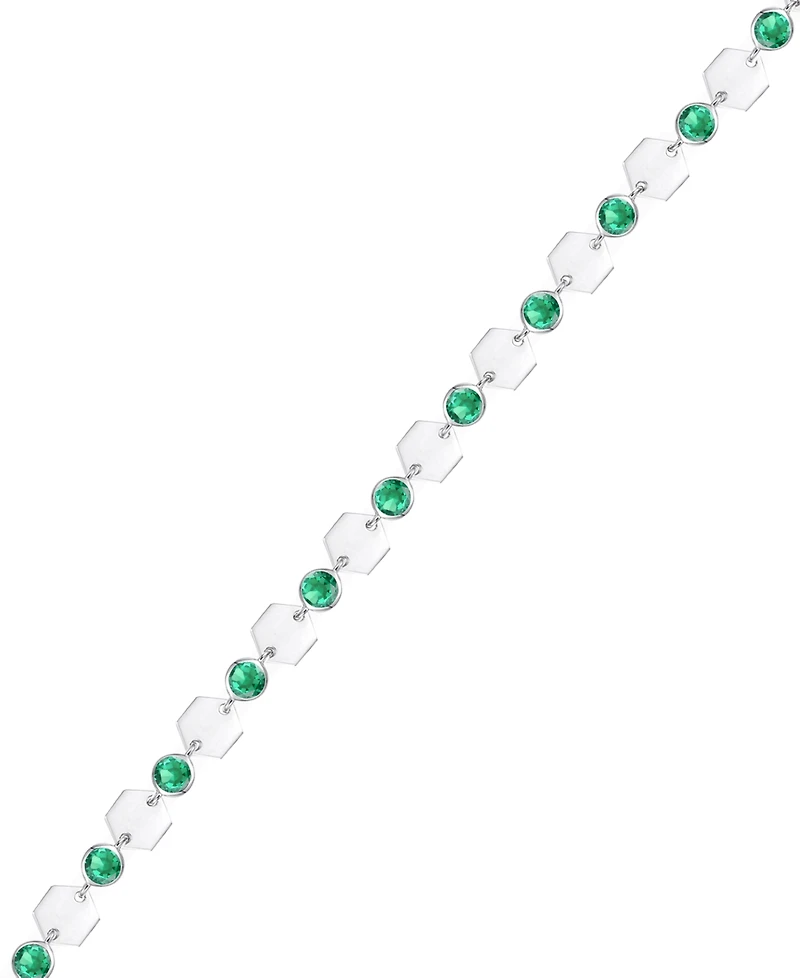 Macy's Lab-Grown Emerald Luna Bracelet (1-1/2 ct. t.w.) in Sterling Silver