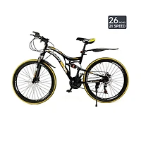 Artudatech 26" Mountain Bike 21 speed Mtb Teenagers Bicycle Full Suspension Thumb Shifter