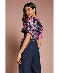 Coast Women's Printed Tiered Sleeve Organza Jumpsuit
