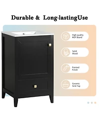 Casainc 20" Bathroom Vanity with Sink, Soft Closing Door, Storage Rack and One Drawer, Cabinet