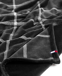 Tommy Hilfiger Printed Plush Plaid Throw Blanket, 70" x 50"