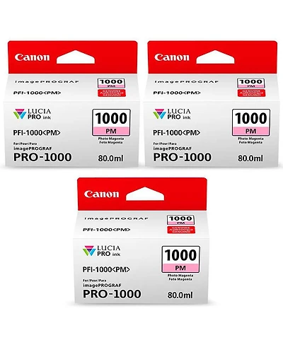 Canon 3 Pack Pfi-1000PM Photo Magenta Lucia Pro ink for imagePROGRAF Pro-1000