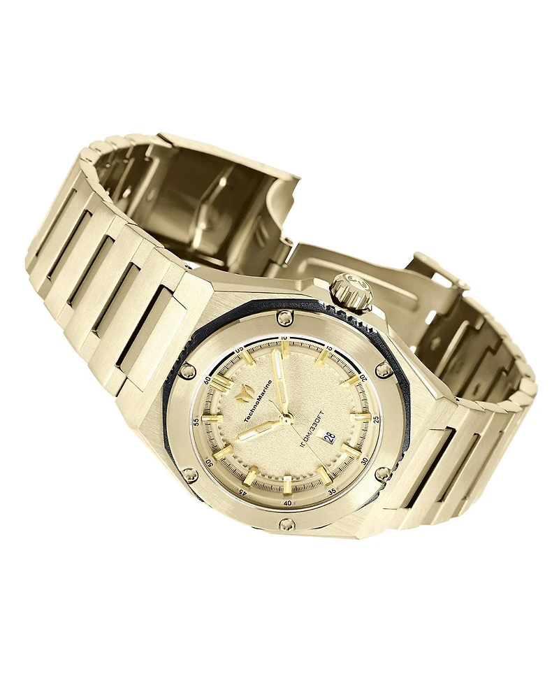 Technomarine Women's Tm-416045 Coral Quartz 3 Hand Gold Dial Watch
