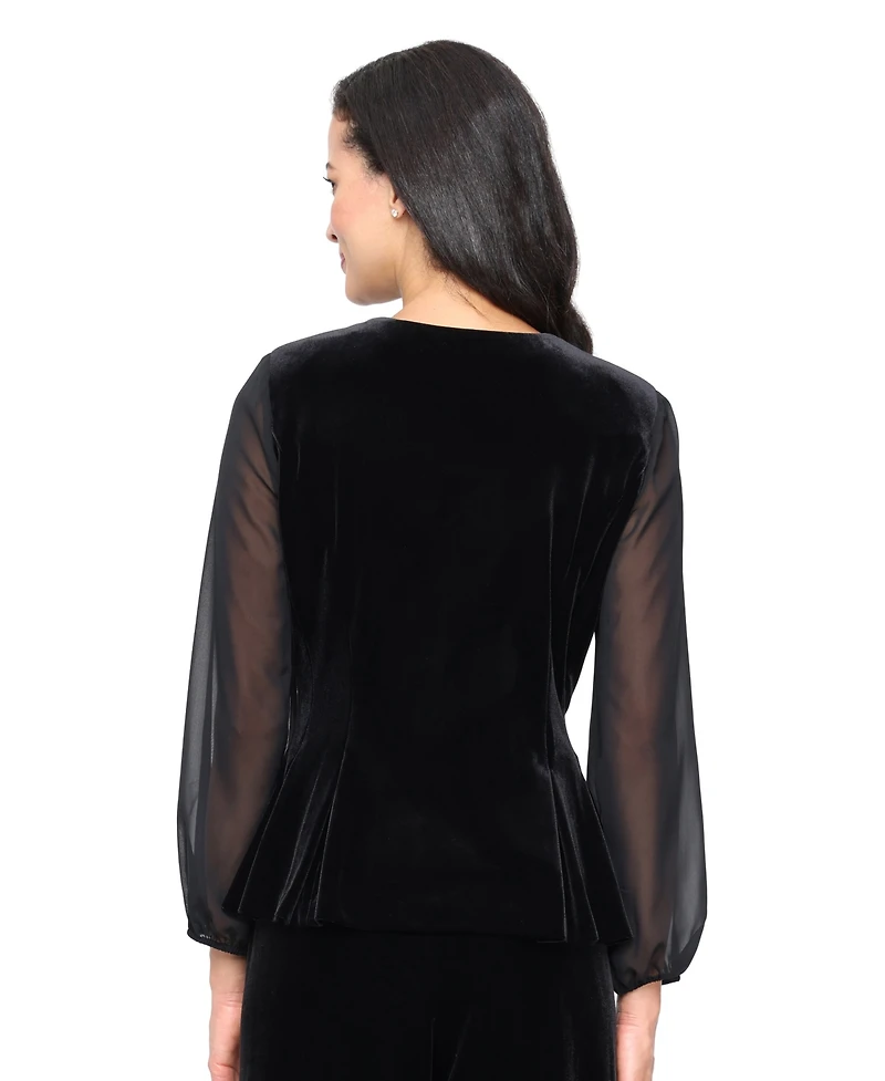 Alex Evenings Petite Button Detailing V-Neck Top