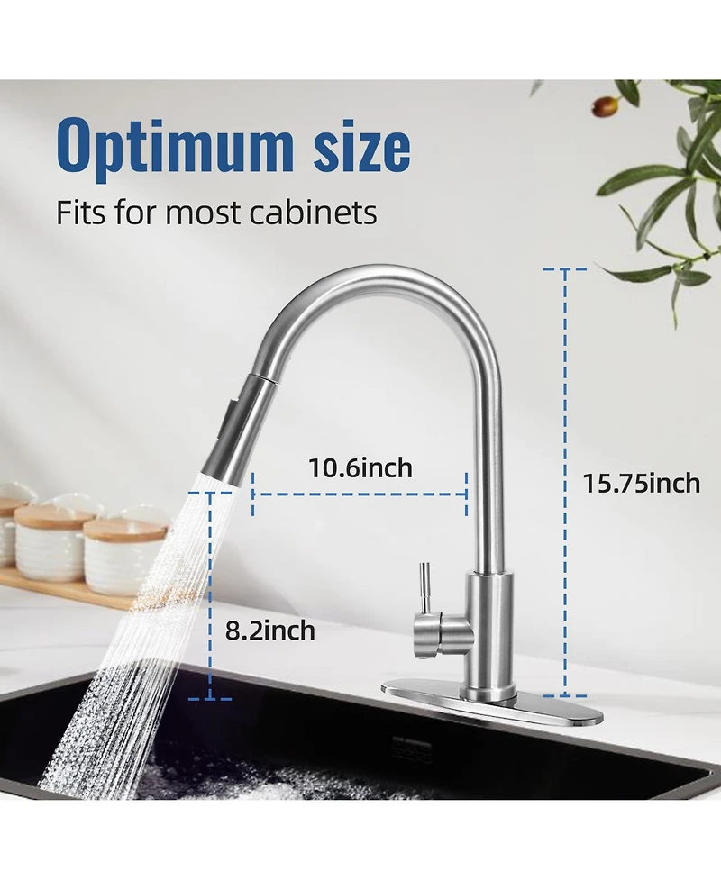 304 Stainless Steel Pull-Down Kitchen Faucet with 360° Rotation and Dual Water Modes