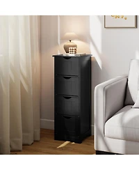 Gymax Bathroom Floor Cabinet Freestanding Narrow Side Storage Organizer w/ 4 Drawers