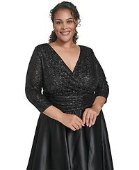 Jessica Howard Plus 3/4-Sleeve V-Neck Dress