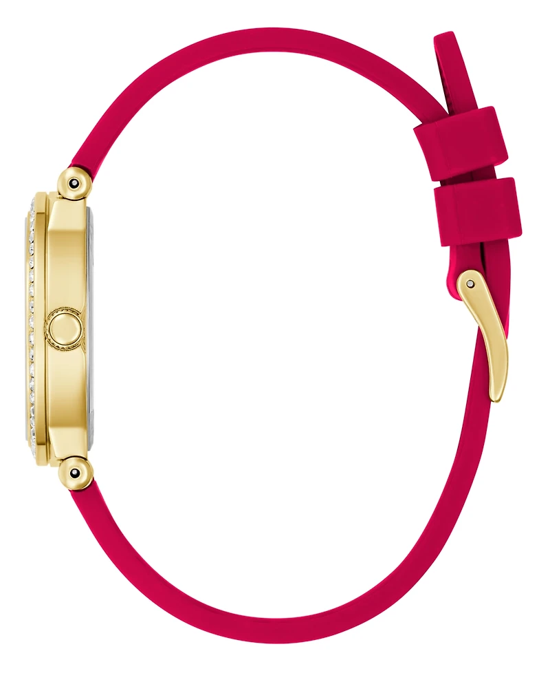 Guess Women's Gold-Tone Red Silicone Analog Watch, 32mm