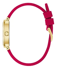Guess Women's Gold-Tone Red Silicone Analog Watch, 32mm