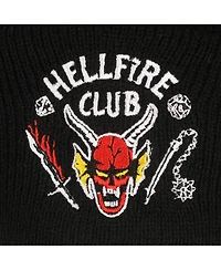 Stranger Things Men's Hellfire Club Embroidery On Black Acrylic Knit Cuff Beanie