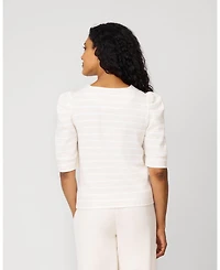 Cable & Gauge Women's Puff Sleeve Bow Top