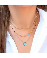 The Lovery Rainbow Gemstone Bead Chain Necklace 14K Gold