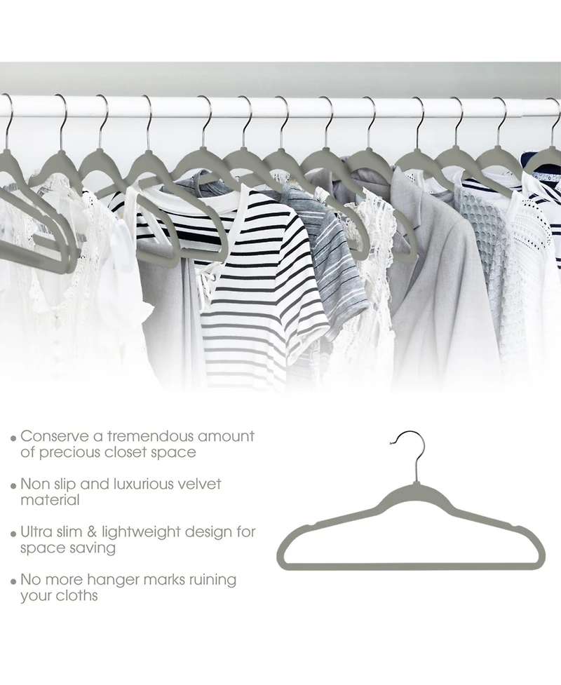 Elama Home 100 Piece Velvet Slim Profile Heavy Duty Felt Hangers with Stainless Steel Swivel Hooks Pink