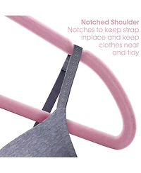 Elama Home 100 Piece Velvet Slim Profile Heavy Duty Felt Hangers with Stainless Steel Swivel Hooks in Pink