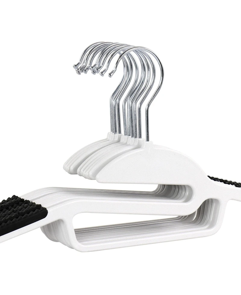 Elama Home 50 Piece Non Slip Hanger with U-slide in White and Black