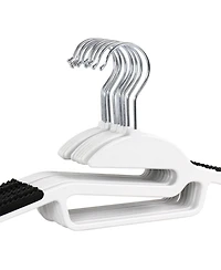 Elama Home 50 Piece Non Slip Hanger with U-slide in White and Black