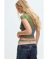 Desigual Women's Striped daisy T-shirt