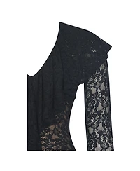 Miss Circle Women's Parisa Black Lace Ruffled Mermaid Maxi Dress