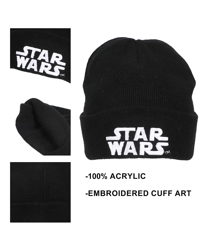 Star Wars Men's Starwars Embroidery Speckled Yarn Acrylic Knit Beanie Cuff Beanie