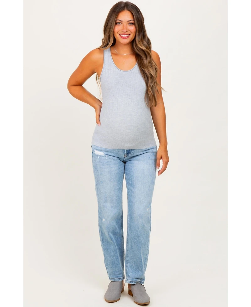 Pinkblush Maternity Light High Rise Ankle Boyfriend Distressed Jeans