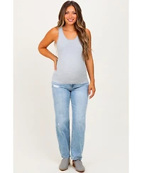 Pinkblush Maternity Light High Rise Ankle Boyfriend Distressed Jeans