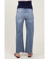 Pinkblush Maternity Light Blue Fringe Hem Wide Leg Jeans