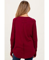 Pinkblush Maternity Burgundy Exposed Seam Long Sleeve Top