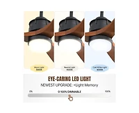 60-inch Modern Minimalist Style Black 3-Blade Ceiling Fan with Led Light, Remote Control and Timing Function