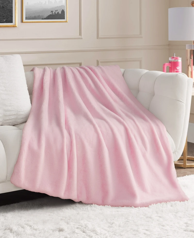 Juicy Couture Rabbit Mink Faux Fur Throw Blanket, 50" x 70"