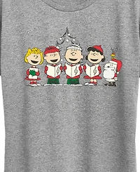 Peanuts Gang Christmas Caroling Women's Short Sleeve Graphic T-shirts