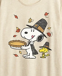 Thanksgiving Pie Snoopy and Woodstock Women's Short Sleeve Graphic T-shirts