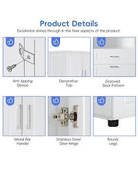 Casainc Tall Bathroom Cabinet with Laundry Basket, Tilt-Out Hamper and Upper Storage