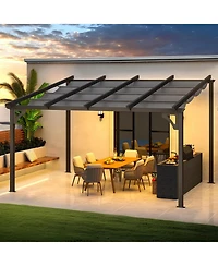 Aecojoy 14' x 10' Gazebo for Patio, Retractable Pergola with Adjustable Sun Shade Canopy Roof