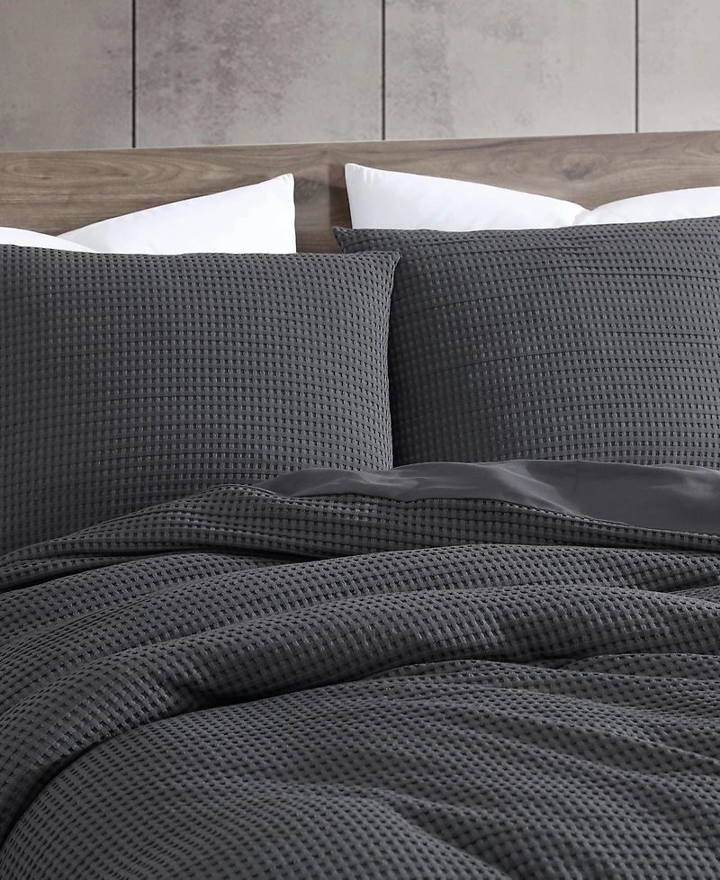 Kenneth Cole New York Solid Waffle 3-Pc. Duvet Cover Set