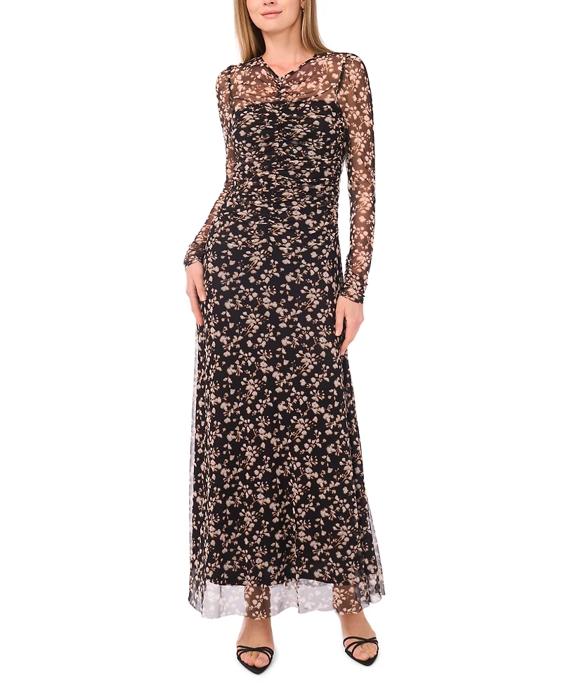 Parker Women's Printed V-Neck Long Sleeve Dress