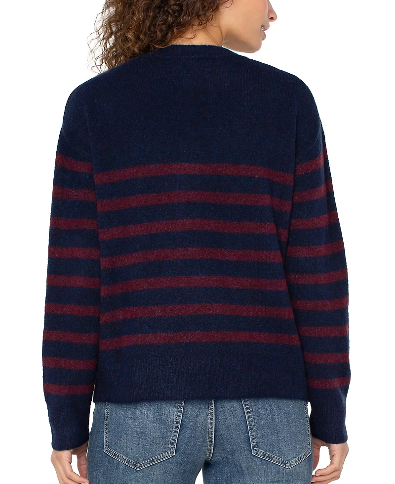 Liverpool Los Angeles Petite Long Sleeve Crew Neck Sweater