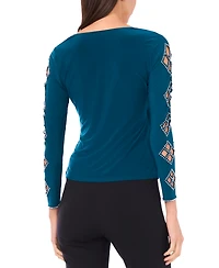 Msk Petite Faraj Long Sleeves Faux Wrap Top