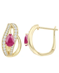 Macy's Emerald (5/8 ct. t.w.) and Diamond (1/3 Drop Earrings 14K Gold (also White Sapphire & Ruby)