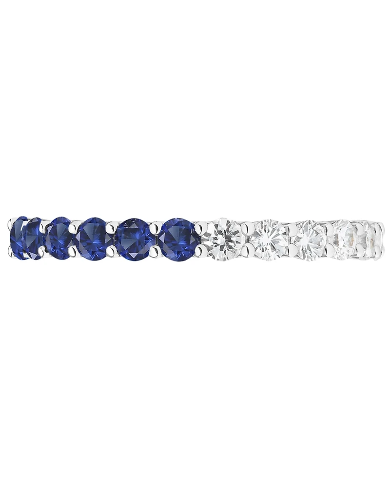Macy's Lab-Grown Sapphire (1 ct. t.w.) and Lab-Grown White Sapphire (1 ct. t.w.) Band Ring in Sterling Silver