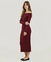 Naadam Women's Cashmino Off The Shoulder Sweater Dress