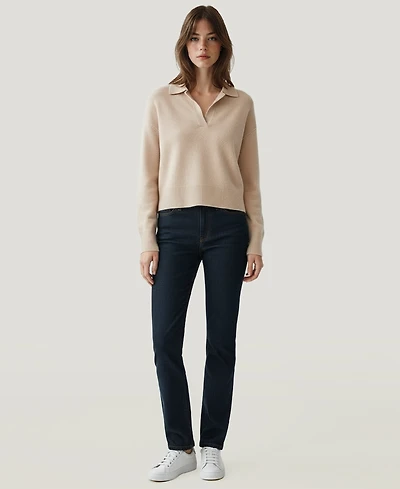 Naadam Women's Long Sleeves Lightweight Polo Sweater