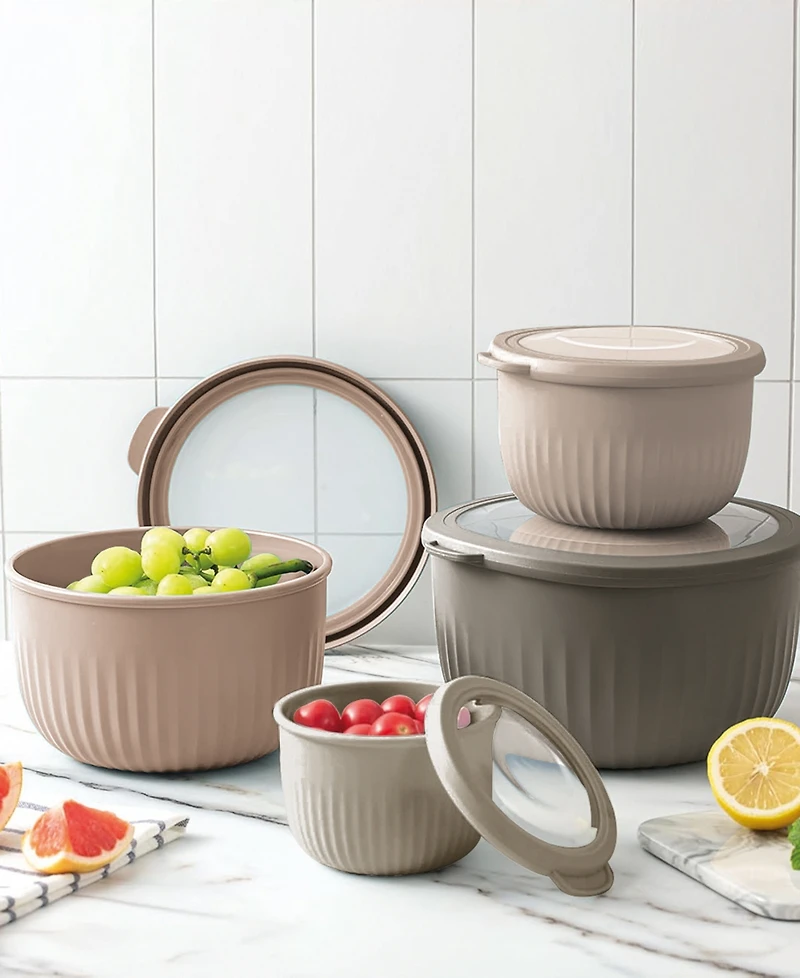 Art & Cook 8-Pc. Round Nesting Bowl Set with Lids